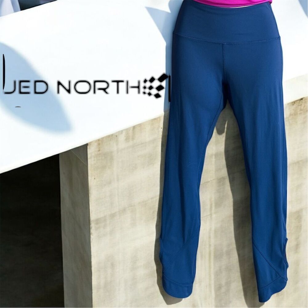 Jed North Women's Ankle Detail Leggings Blue High-Waist Yoga Gym Athletic pants